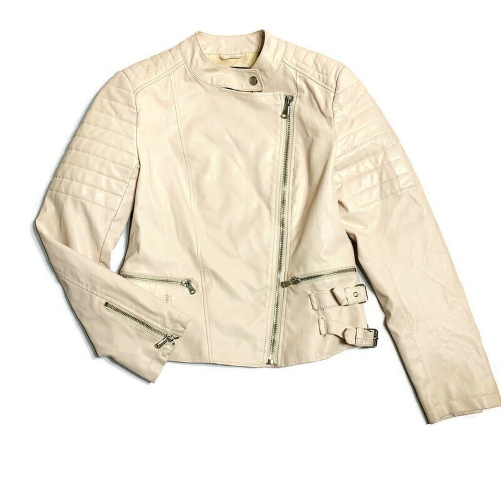 Forever‎ 21 S light cream pink moto jacket